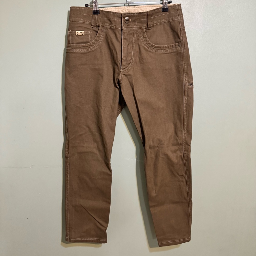 Kuhl The Law Pants Jeans Brown Canvas Workwear Hiking Mens 30x28